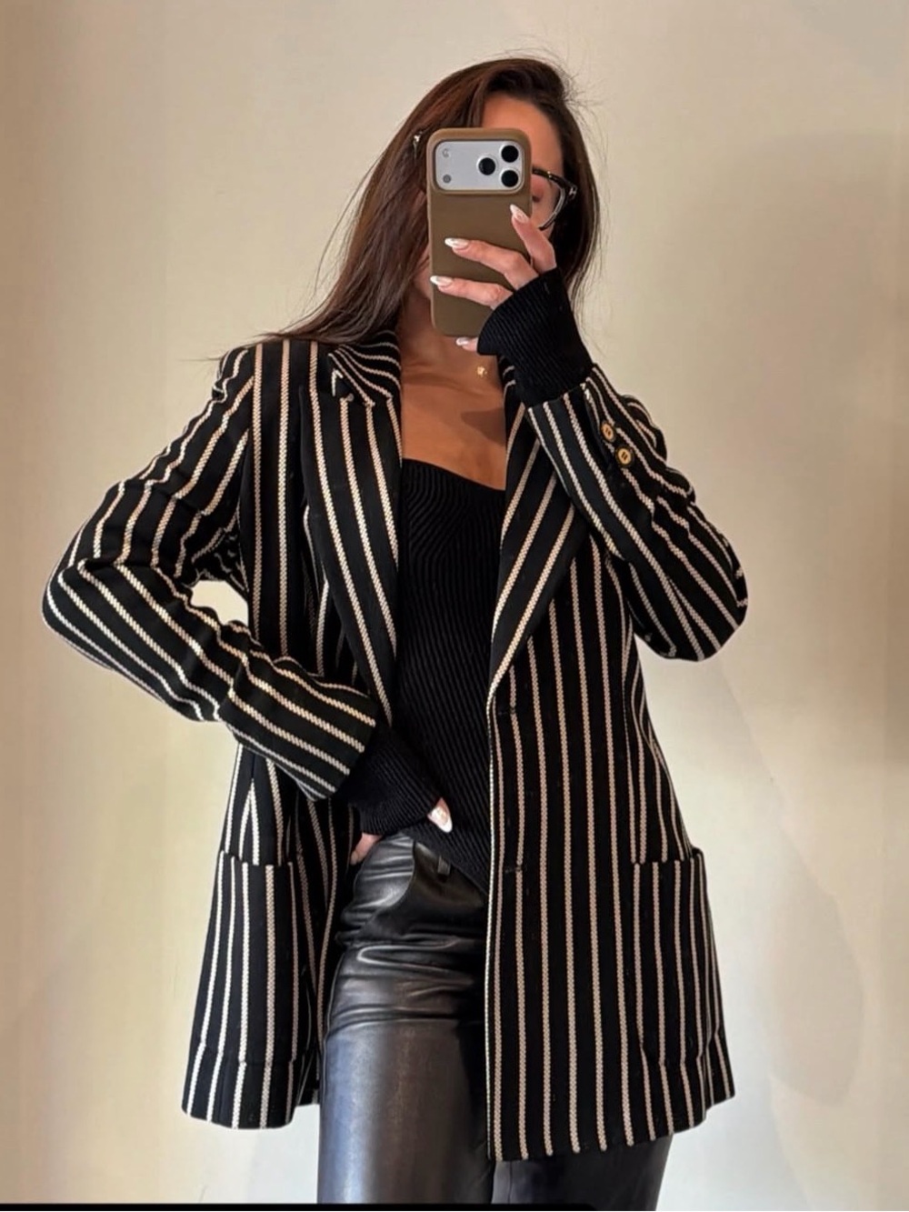 Vintage Valentino Black and White Striped Blazer
